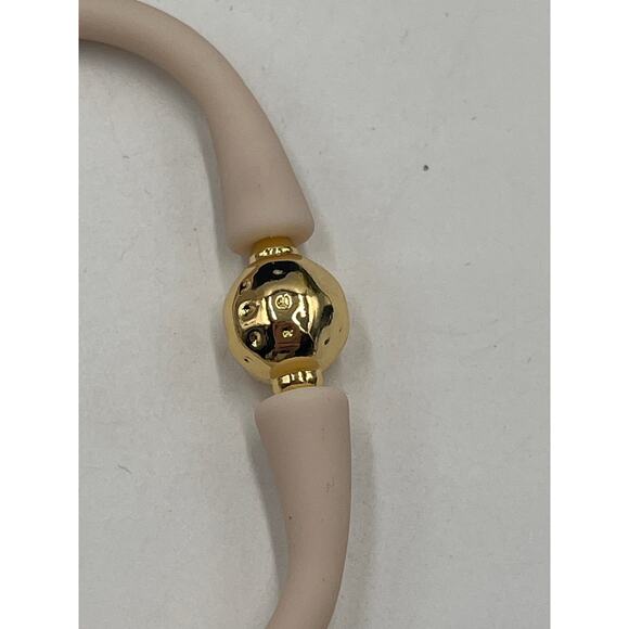Gresham Florence Off White Silicone Water Resistant Hammered Gold Ball Bracelet - Picture 7 of 11